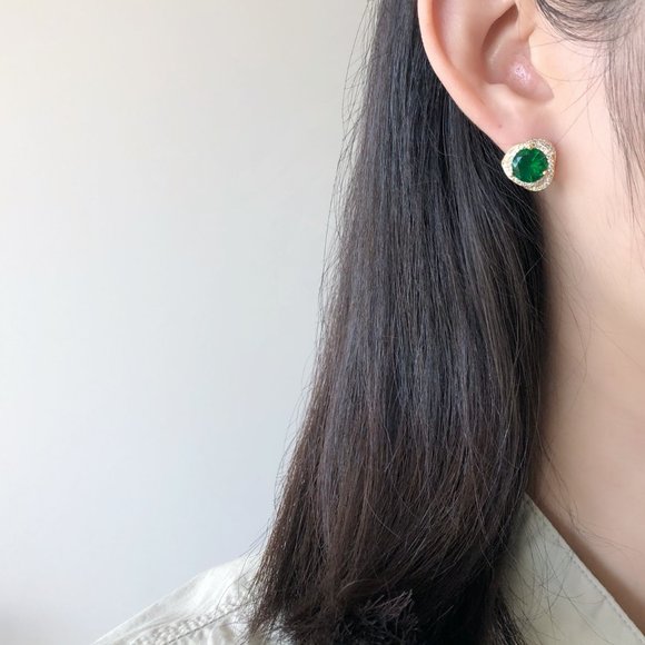 3/$35 Green Gemstone Stud Earrings - Picture 4 of 5